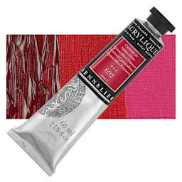Sennelier Extra-Fine Artist Acrylique - Quinacridone Crimson, 60 ml tube and swatch
