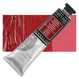 Sennelier Extra-Fine Artist Acrylique - Quinacridone Red Orange, 60 ml tube and swatch
