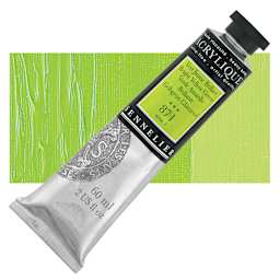 Sennelier Extra-Fine Artist Acrylique - Bright Yellow Green, 60 ml tube and swatch