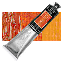 Sennelier Extra-Fine Artist Acrylique - Chinese Orange, 200 ml tube and swatch