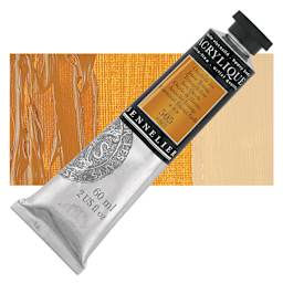 Sennelier Extra-Fine Artist Acrylique - Transparent Yellow Iron Oxyde, 60 ml tube and swatch