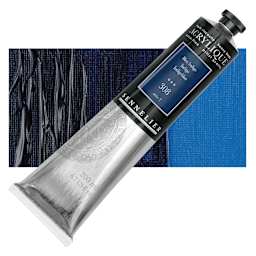 Sennelier Extra-Fine Artist Acrylique - Indigo, 200 ml tube and swatch