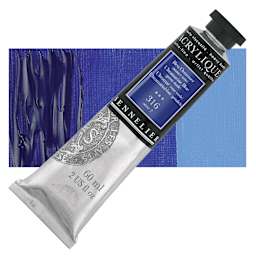 Sennelier Extra-Fine Artist Acrylique - Ultramarine Blue (Green Shade), 60 ml tube and swatch