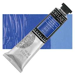 Sennelier Extra-Fine Artist Acrylique - Ultramarine Blue Light, 60 ml tube and swatch