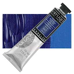 Sennelier Extra-Fine Artist Acrylique - Phthalo Blue (Red Shade), 60 ml tube and swatch