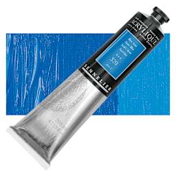 Sennelier Extra-Fine Artist Acrylique - Azure Blue, 200 ml tube and swatch