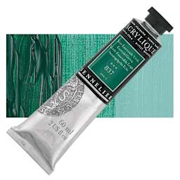 Sennelier Extra-Fine Artist Acrylique - Emerald Green, 60 ml tube and swatch