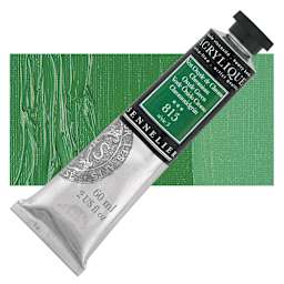 Sennelier Extra-Fine Artist Acrylique - Chromium Oxyde Green, 60 ml tube and swatch