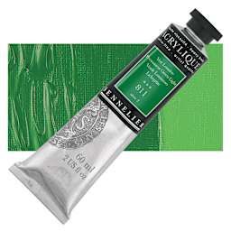 Sennelier Extra-Fine Artist Acrylique - Permanent Green Light, 60 ml tube and swatch