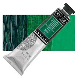 Sennelier Extra-Fine Artist Acrylique - Phthalo Green (Yellow Shade), 60 ml tube and swatch