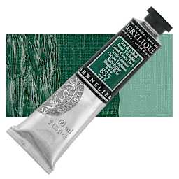 Sennelier Extra-Fine Artist Acrylique - Cobalt Green Deep, 60 ml tube and swatch