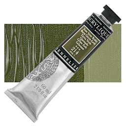 Sennelier Extra-Fine Artist Acrylique - Burnt Green Earth, 60 ml tube and swatch