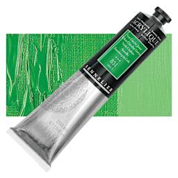 Sennelier Extra-Fine Artist Acrylique - Yellow Cinnabar Green, 200 ml tube and swatch