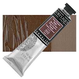 Sennelier Extra-Fine Artist Acrylique - Burnt Umber, 60 ml tube and swatch