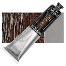 Sennelier Extra-Fine Artist Acrylique - Van Dyck Brown, 200 ml tube and swatch