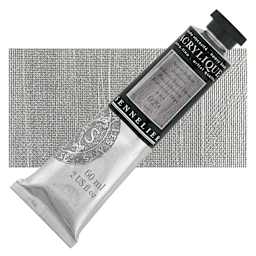 Sennelier Extra-Fine Artist Acrylique - Iridescent Bright Silver, 60 ml tube and swatch