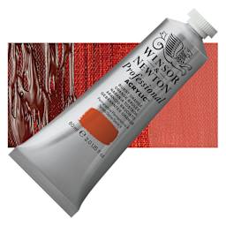Winsor & Newton Professional Acrylic Paint - Burnt Orange, 60 ml tube and swatch