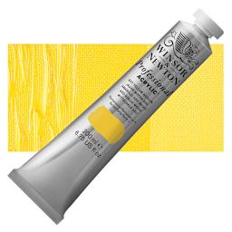 Winsor & Newton Professional Acrylic Paint - Azo Yellow Medium, 200 ml tube and swatch