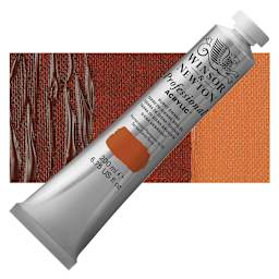 Winsor & Newton Professional Acrylic Paint - Burnt Sienna, 200 ml tube and swatch