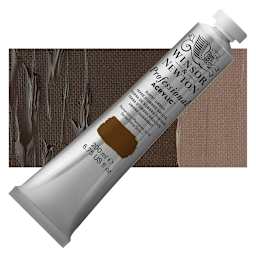 Winsor & Newton Professional Acrylic Paint - Burnt Umber, 200 ml tube and swatch