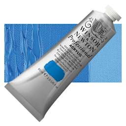 Winsor & Newton Professional Acrylic Paint - Cerulean Blue Hue, 60 ml tube and swatch