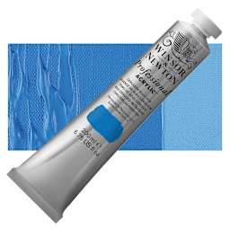 Winsor & Newton Professional Acrylic Paint - Cerulean Blue Hue, 200 ml tube and swatch