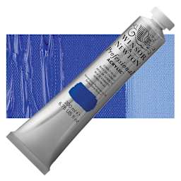 Winsor & Newton Professional Acrylic Paint - Cobalt Blue, 200 ml tube and swatch