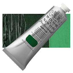 Winsor & Newton Professional Acrylic Paint - Hooker's Green, 60 ml tube and swatch