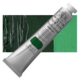 Winsor & Newton Professional Acrylic Paint - Hooker's Green, 200 ml tube and swatch
