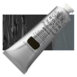 Winsor & Newton Professional Acrylic Paint - Ivory Black, 60 ml tube and swatch