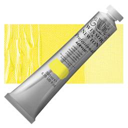 Winsor & Newton Professional Acrylic Paint - Lemon Yellow, 200 ml tube and swatch