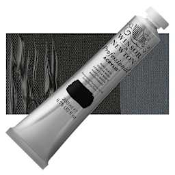 Winsor & Newton Professional Acrylic Paint - Mars Black, 200 ml tube and swatch