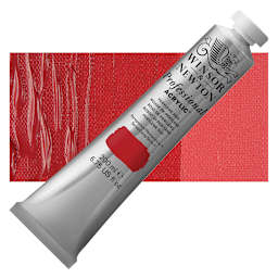 Winsor & Newton Professional Acrylic Paint - Perylene Red, 200 ml tube and swatch