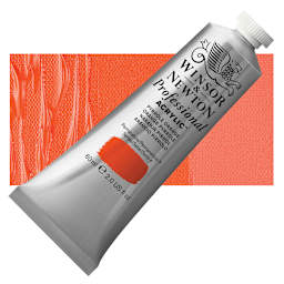 Winsor & Newton Professional Acrylic Paint - Pyrrole Orange, 60 ml tube and swatch