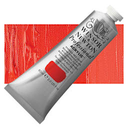 Winsor & Newton Professional Acrylic Paint - Pyrrole Red Light, 60 ml tube and swatch