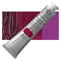 Winsor & Newton Professional Acrylic Paint - Quinacridone Violet, 200 ml tube and swatch