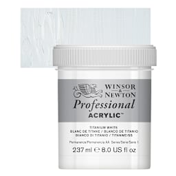 Winsor & Newton Professional Acrylic Paint - Titanium White, 237 ml Jar and swatch