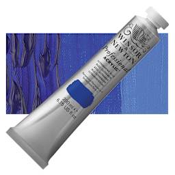 Winsor & Newton Professional Acrylic Paint - Ultramarine Blue, 200 ml tube and swatch