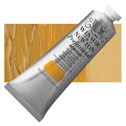 Winsor & Newton Professional Acrylic Paint - Yellow Ochre, 60 ml tube and swatch