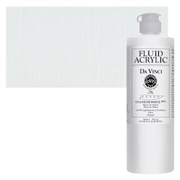 Da Vinci Fluid Acrylic Paint - Titanium White, 16 oz bottle and swatch