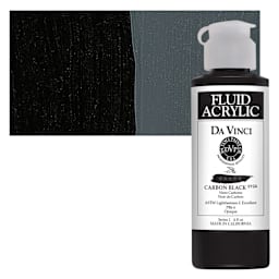 Da Vinci Fluid Acrylic Paint - Carbon Black, 4 oz bottle and swatch