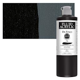 Da Vinci Fluid Acrylic Paint - Carbon Black, 16 oz bottle and swatch
