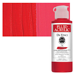 Da Vinci Fluid Acrylic Paint - Alizarin Crimson, 4 oz bottle and swatch