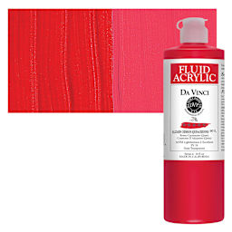 Da Vinci Fluid Acrylic Paint - Alizarin Crimson, 16 oz bottle and swatch