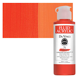 Da Vinci Fluid Acrylic Paint - Cadmium Red Light Hue, 4 oz bottle and swatch