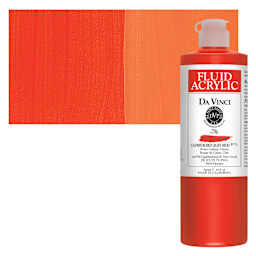 Da Vinci Fluid Acrylic Paint - Cadmium Red Light Hue, 16 oz bottle and swatch