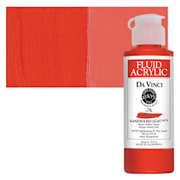Da Vinci Fluid Acrylic Paint - Napthol Red Light, 4 oz bottle and swatch