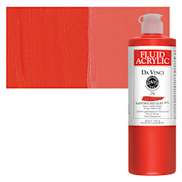 Da Vinci Fluid Acrylic Paint - Napthol Red Light, 16 oz bottle and swatch