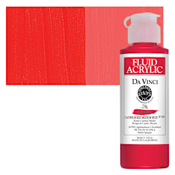 Da Vinci Fluid Acrylic Paint - Cadmium Red Medium Hue, 4 oz bottle and swatch