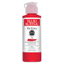 Da Vinci Fluid Acrylics - Quinacridone Red, 4 oz bottle